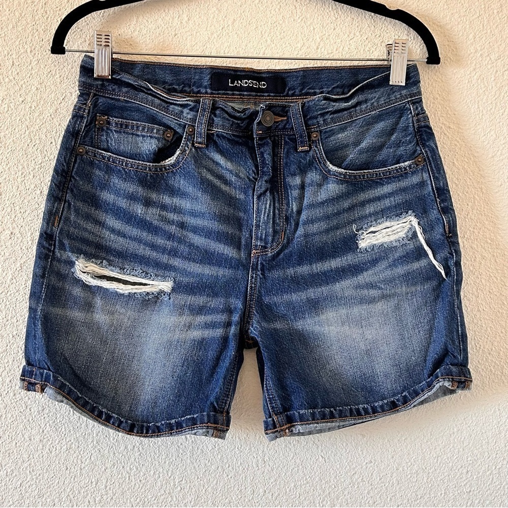 Lands End Modest distress Denim Shorts women size 6